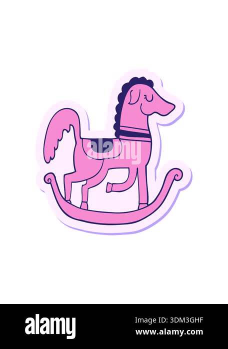 shaking motion animation of sticker of a cartoon rocking horse Stock ...