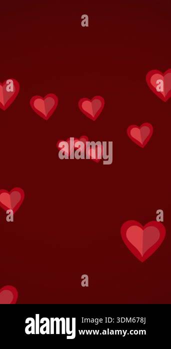 Animation of red hearts moving on red background. Valentine's day, love ...