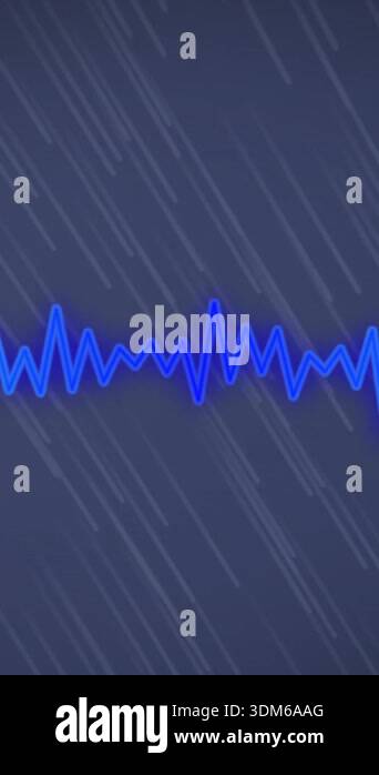 Animation of sound line moving over gray trails. Abstract background ...