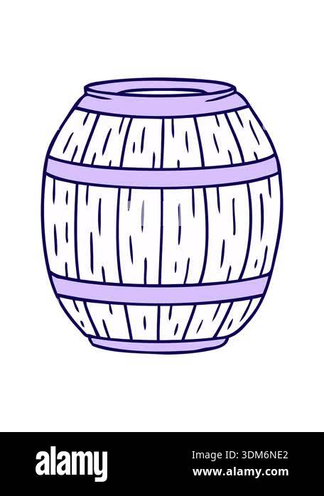 neon light effect animation of hand drawn cartoon of a wooden barrel ...