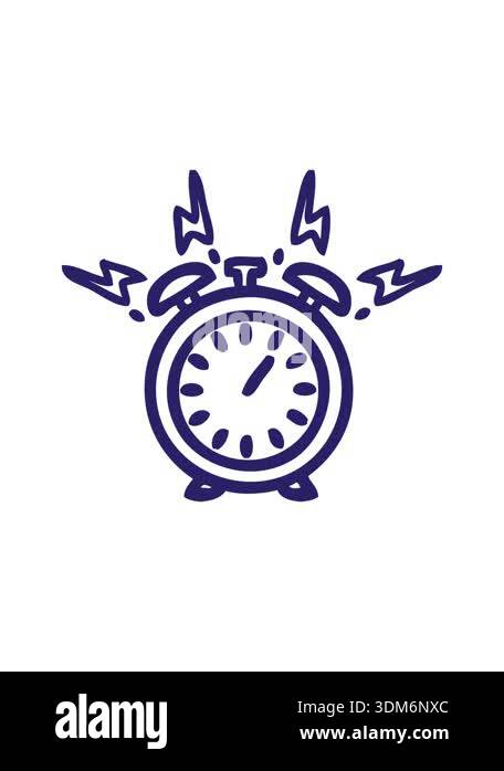 shaking motion animation of line drawing cartoon of a ringing alarm ...