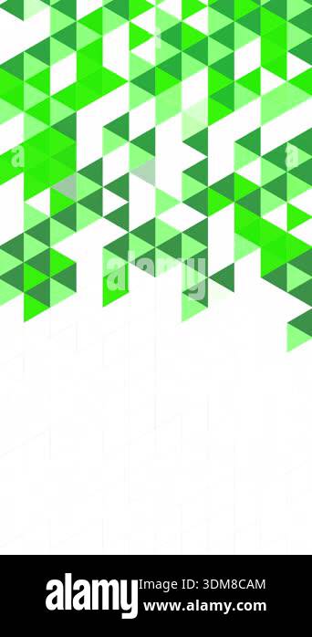 Abstract design with cluster green triangles fading into a white ...