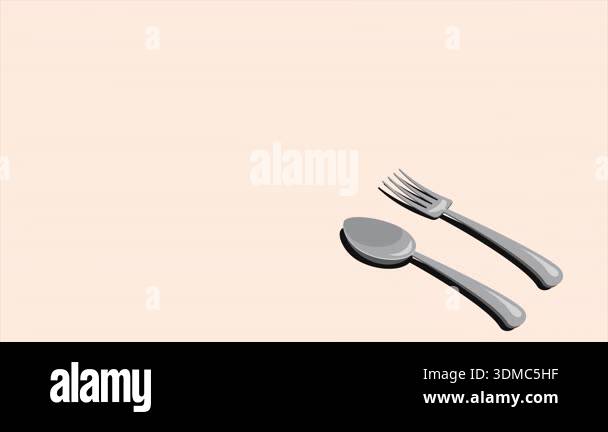 Using Cutlery Animation Isometric cutlery set animation with spoon, fork, and knife. Isometric ...