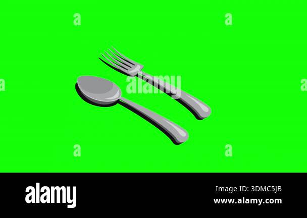 Using Cutlery Animation Isometric cutlery set animation with spoon, fork, and knife. Isometric ...