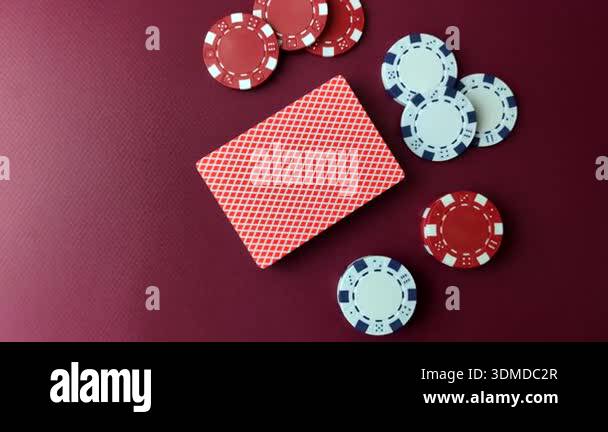 Casino, cards and chips on a colored background, poker and blackjack ...