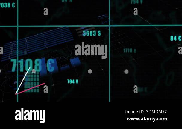 Grid opening currency labels floating bars growing lines weaving and ...