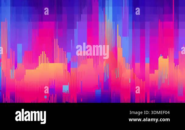 Vertical digital glitch rain background, neon magenta blue columns ...
