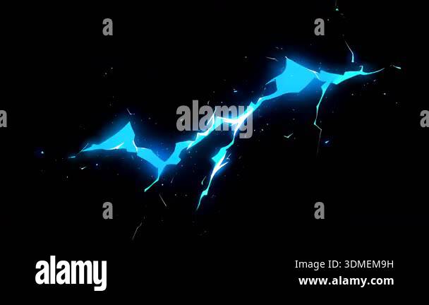 Blue lightning crack, electric energy zigzag, glowing plasma strike ...