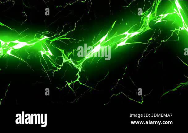 Green electric lightning rift, glowing energy crack, powerful plasma ...