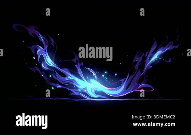 Blue purple energy flame burst, glowing plasma splash, anime magic ...