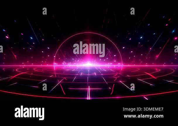 Neon grid horizon explosion, glowing energy dome, futuristic sci fi ...