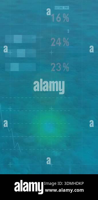Creating animation with charts and graphs over ocean landscape ...