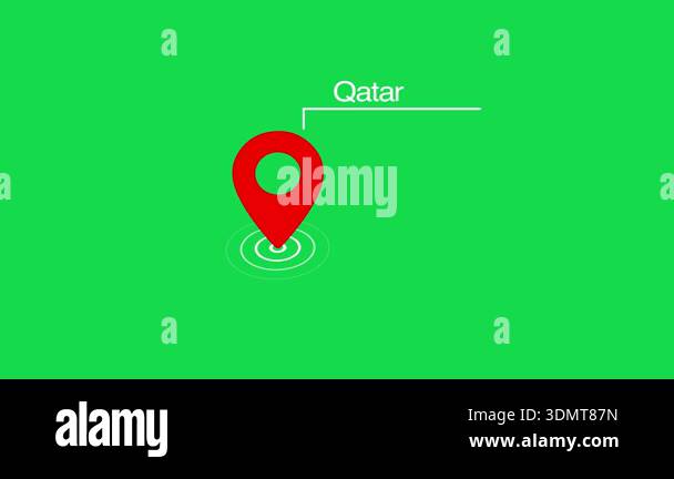Qatar location marker animation on transparent background. Qatar map ...