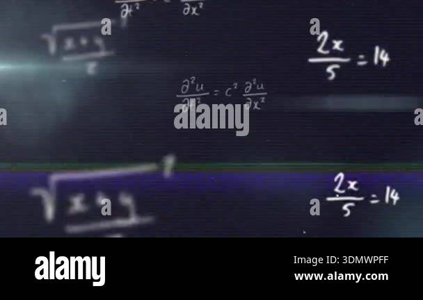 Opening glitchy screen chalk equations fading, showing math while ...