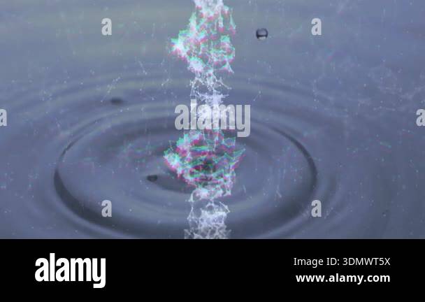 Droplet descending toward pulsating mesh column impacting water ...