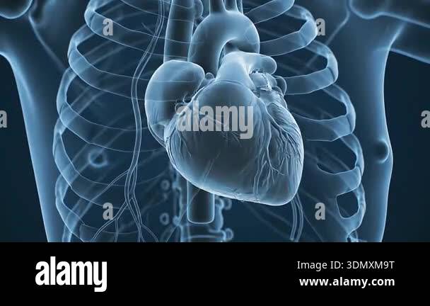 Heart Anatomy Animation: Detailed X-Ray View of Human Heart and Rib ...
