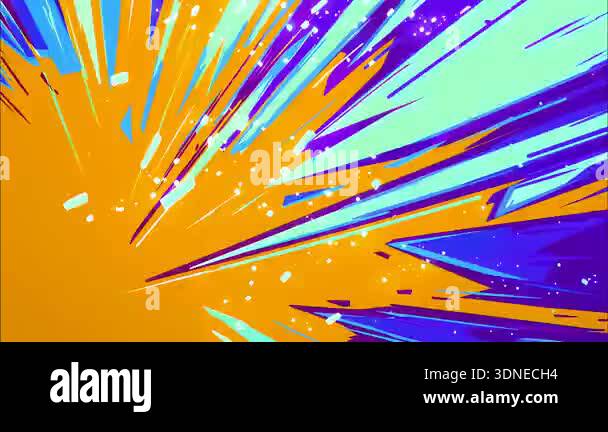 Abstract explosive paint burst background, orange radial energy blast ...