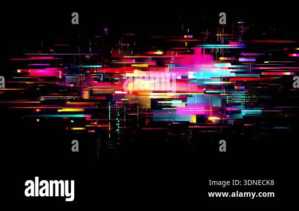 Colorful abstract glitch explosion, fragmented digital blocks, chaotic ...
