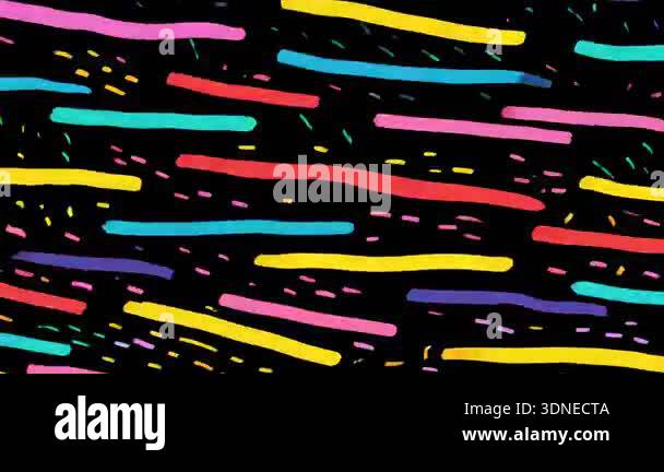 Abstract colorful paint dashes on dark background, horizontal hand ...