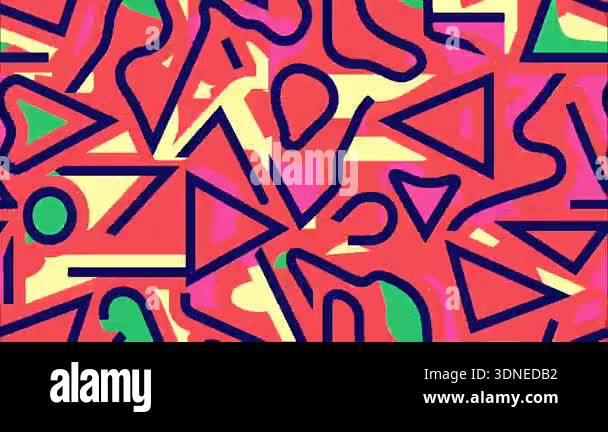 abstract funky flat vector cartoon pop art geometric 2D shapes retro ...