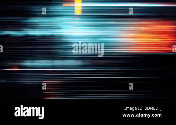 Abstract glitch horizontal light lines background, blue digital ...