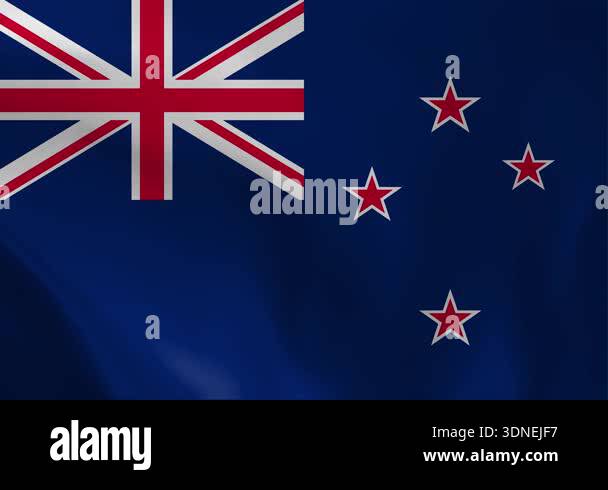 Nz Colors High-quality animation of the New Zealand national flag with blue, red ...