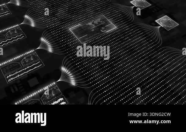 Image Rws Interface Panel Luminous digital interface panels including world map and binary data ...