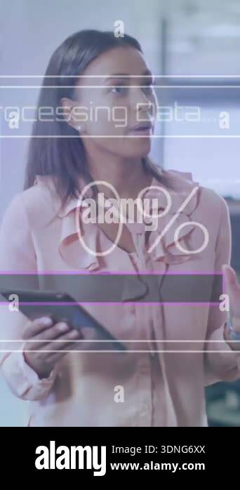 Animation of financial data processing over diverse business people ...