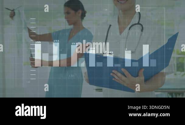 Nurse and doctor rotating Xray and flipping file reacting to emerging ...