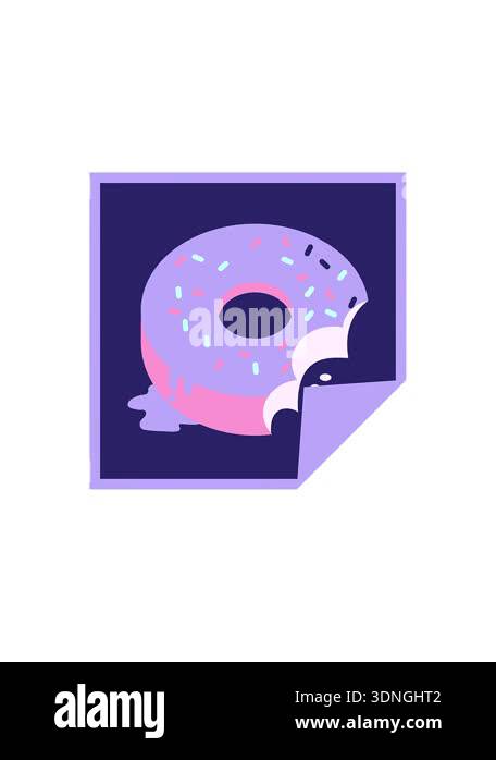 sales flash animation of bitten frosted donut graphic vector ...
