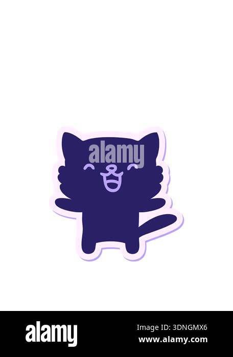 jumping motion animation of little cat sticker Stock Video Footage - Alamy