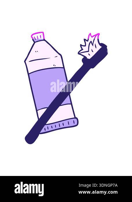 power up animation of cartoon toothpaste and toothbrush Stock Video ...