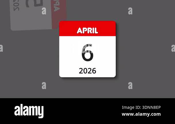 April Animation Calendar Monthly calendar animation with tear-off page flipping and realistic ...