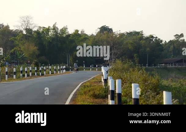 Dibrugarh, Assam, India 5 February 2026:A man walks along a quiet rural ...