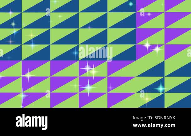 This vibrant motion graphic features a dynamic grid of triangles in ...