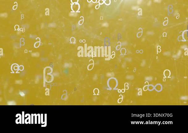 At start Greek symbols drifting, fading and gliding across golden ...