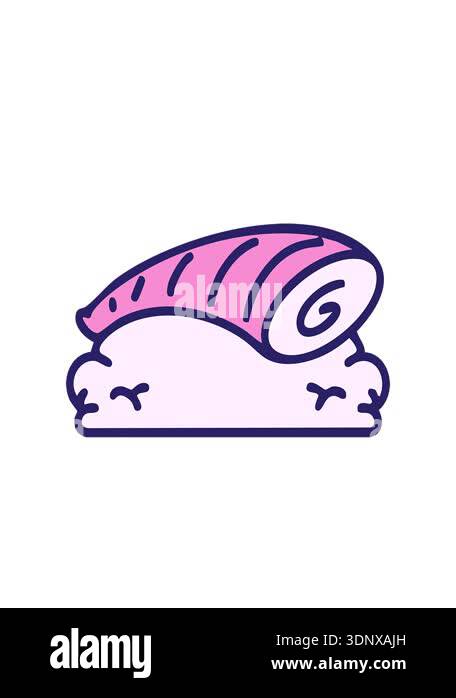 blinking radial lines animation of japanese nigiri sushi on rice ...