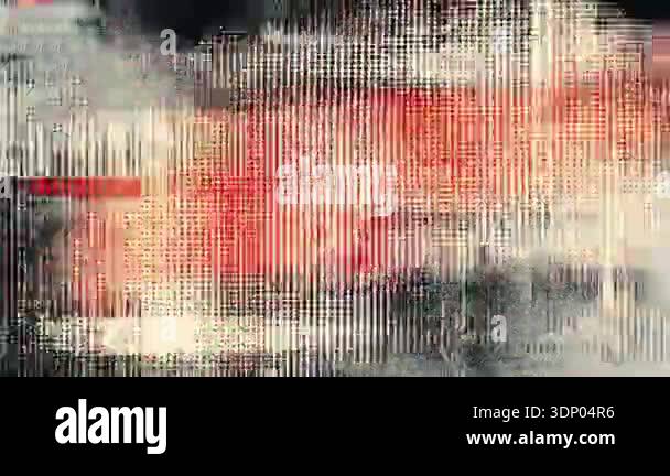 Red and beige glitch texture, dense vertical scanlines, abstract grunge ...
