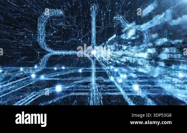 Abstract blue data flow network animation in 4K quality, representing ...