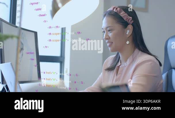 After code loading software engineer scanning screen scrolling before ...