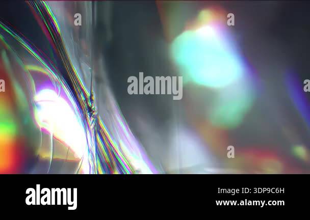 Liquid chrome surface with rainbow light refraction, metallic glitch ...