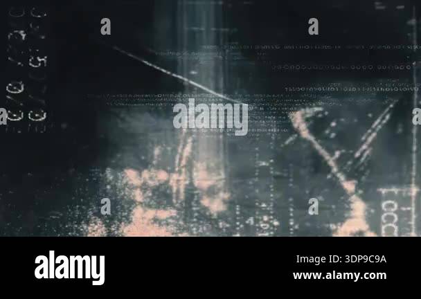 Gray glitch texture with numeric overlay, abstract digital smoke ...