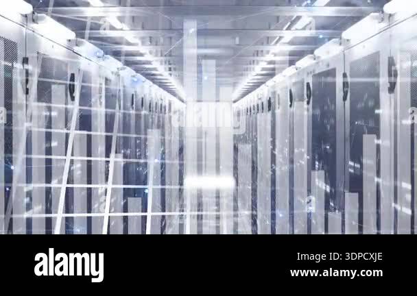 Animation of network of connections and data processing over server ...