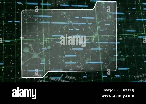 Animation of frame, molecules, graphs, dna and data processing on black ...