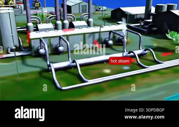 3d animation of electricity production from geothermal power station ...