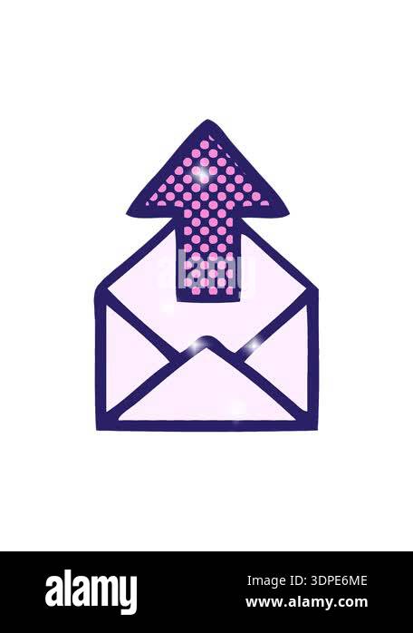 glitter effect animation of comic book style cartoon of a email sign ...