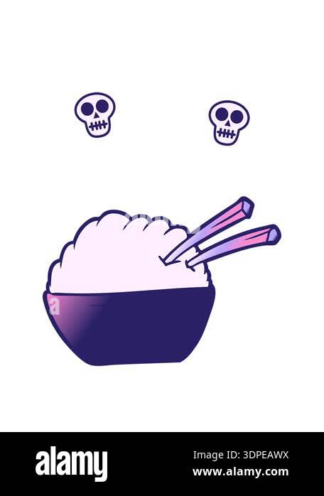 spinning skulls animation of cartoon bowl of rice design Stock Video ...