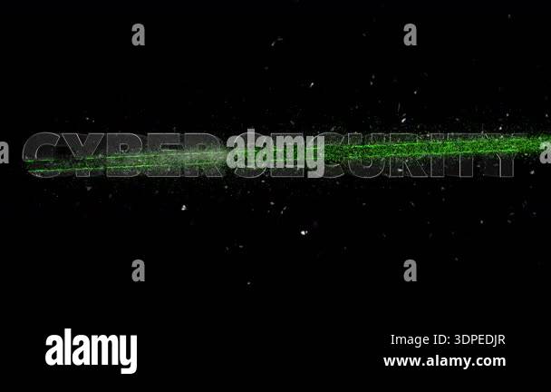 Green crossfire streak animation slicing through CYBER SECURITY text ...