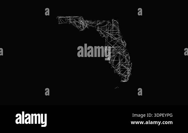 Sketch style minimal Florida outline map animation - smooth progressive ...
