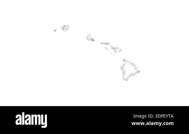 Sketch style minimal Hawaii outline map animation - smooth progressive ...